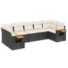 Set canapele de gradina cu perne, 7 piese, negru, poliratan