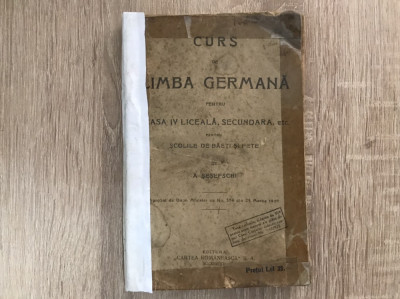 Curs de limba germana/ Ed. Cartea Rom&amp;acirc;nească/ 1920// foto