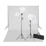 Kit studio foto, fundal alb, 600 x 300 cm &amp; lumini GartenMobel Dekor, vidaXL