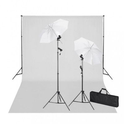 Kit studio foto, fundal alb, 600 x 300 cm &amp;amp; lumini foto