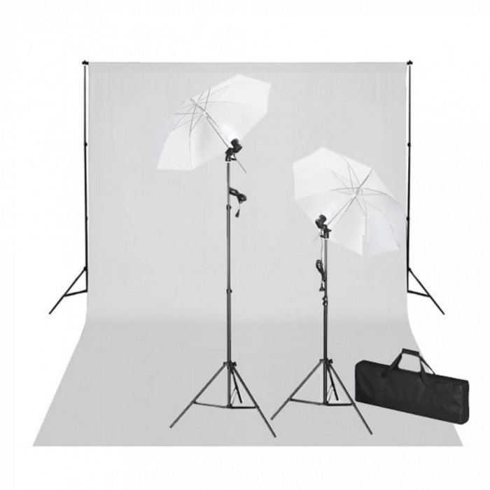 Kit studio foto, fundal alb, 600 x 300 cm &amp; lumini