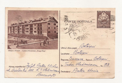 RF25 -Carte Postala- Orasul Stalin, Cartierul Steagul Rosu, circulata 1955 foto