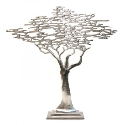 Decoratiune metal Copacul Vietii, 60 cm, argintiu metalizat foto
