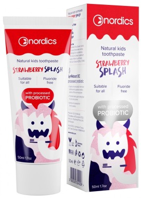 Pasta de dinti naturala pentru copii cu capsuni si probiotice 50ml Nordics foto