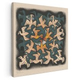 Tablou litografie Pasari de Escher albastru, negru 2053 Tablou canvas pe panza CU RAMA 100x100 cm