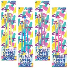 Set 3 pensule pentru pictura, varf plat, dimensiuni diferite, pastel