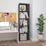 Bibliotecă/Separator cameră, gri extralucios, 45x24x159 cm, PAL