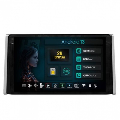 Navigatie 2K Toyota RAV4 (2018+) 8GB RAM Android 13 Octacore Slot Sim 4G DSP GPS Wi-FI Carplay Android Auto USB Bluetooth Waze Touchscreen 9.5 Inch foto