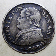 F.224 VATICAN PAPA PIUS IX 10 SOLDI 1868 XXII R ARGINT