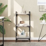 Biblioteca 3 Niveluri Gri Sonoma 40x30x86 cm Lemn Prelucrat Metal