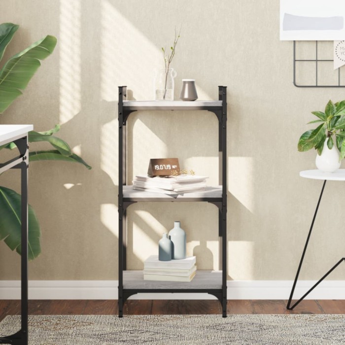 Gossi biblioteca cu 3 niveluri gri sonoma 40x30x86 cm, lemn prelucrat