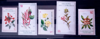 Comores 1971 flori, plante flora serie 5v neștampilată foto