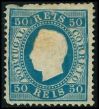 Portugal 1879 King Luis I, 50R, blue, Mi.48x, MH AM.224