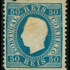 Portugal 1879 King Luis I, 50R, blue, Mi.48x, MH AM.224