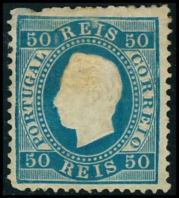 Portugal 1879 King Luis I, 50R, blue, Mi.48x, MH AM.224 foto