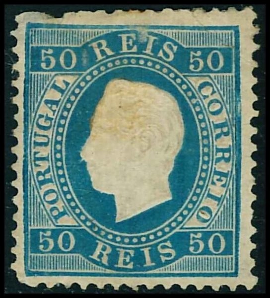 Portugal 1879 King Luis I, 50R, blue, Mi.48x, MH AM.224