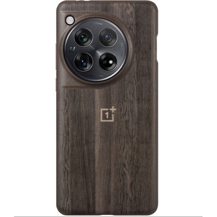 Husa pentru oneplus 12, walnut texture bumper, maro