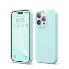 Husa silicon antisoc cu microfibra interior pentru Iphone 15 Pro Turcoaz