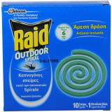 Cumpara ieftin Set 10 Spirale Anti Tantari Raid, 11.5 g, Exterior, Insecticid pentru Exterior, Capcane pentru Insecte, Insecticid Spirale Raid, Insecticide Raid, Sol