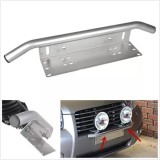 Bullbar din aluminiu cu suport numar si proiectoare pentru vehicule offroad, culoare Argintiu