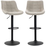 HOMCOM Set de 2 Scaune de Bar rotative și Reglabile, Alb Crem | Aosom Romania
