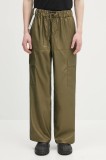 Rains pantaloni Cargo Rain Pants Wide W3 culoarea verde, drept, 18990.105