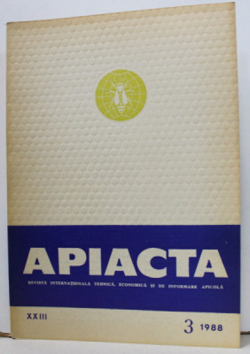 APIACTA , REVISTA INTERNATIONALA TEHNICA , ECONOMICA SI DE INFORMARE APICOLA , NR. 3 , 1988 foto