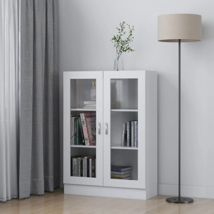 Gossi dulap cu vitrina, alb, 82,5 x 30,5 x 115 cm, lemn prelucrat