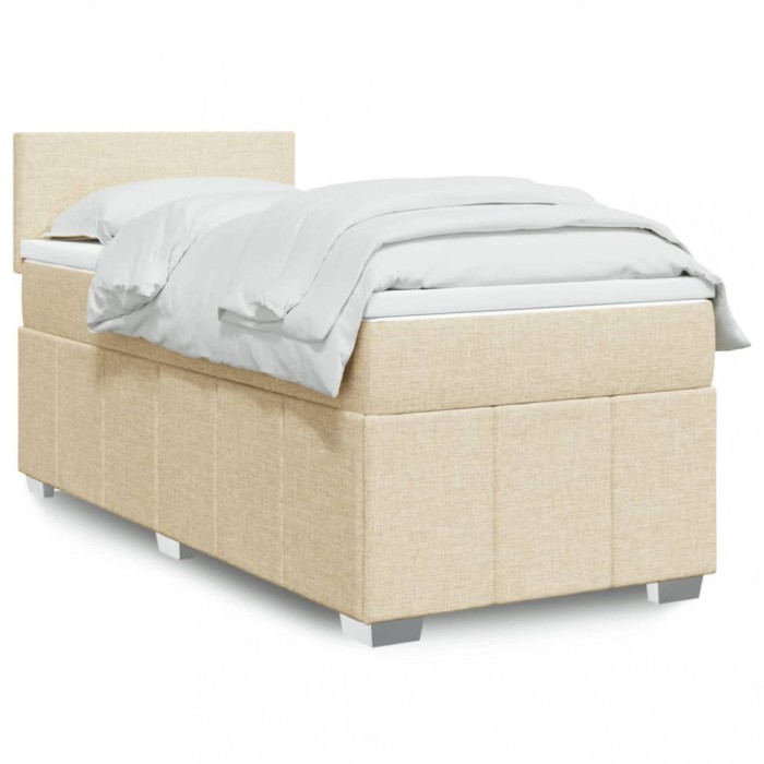 Gossi pat box spring cu saltea, crem, 90x200 cm, textil