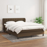 Cumpara ieftin Pat box spring cu saltea, maro &icirc;nchis, 140x200 cm, textil