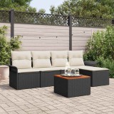 vidaXL Set de canapele pentru grădină cu pernă 6 pcs Negru și Crem