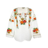 Cumpara ieftin Bluza Alba cu Motiv Floral Multicolor - BMG109