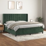 Cumpara ieftin Pat box spring cu saltea, verde &icirc;nchis, 200x200 cm, catifea