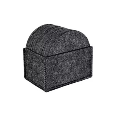 Set 12 suporturi pentru pahare cu suport pentru depozitare Hoomil, D 10 cm, pasla, gri foto