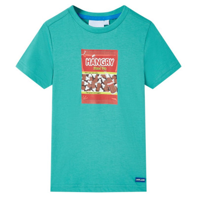 Tricou pentru copii cu maneci scurte, verde menta &amp;icirc;nchis, 128 GartenMobel Dekor foto