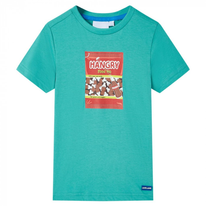 Tricou pentru copii cu maneci scurte, verde menta &icirc;nchis, 128 GartenMobel Dekor