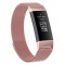 Curea metalica magnetica Edman pentru Fitbit Charge 3 / 4, marimea S, Rose Pink