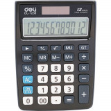 Calculator de Birou Deli 1238, 12 Digits, Negru, Alimentare Dubla, Calculator Birou, Calculator Birou 12 Digits, Calculator Birou cu Verificare si Cor