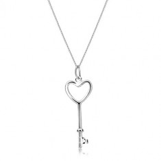 Colier realizat din argint 925 - cheie în formă de inimă pe lanț