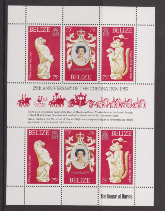 Belize 1978 - 25th anniv. Coronation, bloc neuzat