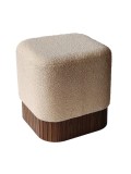 Cumpara ieftin Taburet mdf maro textil bej 42 x 42 x 45 cm