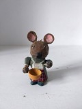 *Figurina jucarie lemn decor pom Craciun, soricel, vintage vechi, cu agatatoare