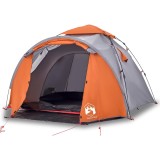 Cort camping cupola 3 persoane, gri/portocaliu, setare rapida