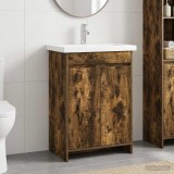 Cumpara ieftin Set de mobilier pentru baie Stejar fumuriu 81 x 40 x 84,5 cm