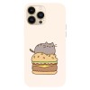 Husa compatibila cu Apple iPhone 12 / iPhone 12 Pro, Viceversa, model Pusheen Burger, Silicon, TPU, Transparent, Carcasa