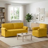 Cumpara ieftin Set de canapea 2 buc. Galben Catifea