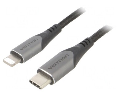 Cablu USB 2.0 Apple Lightning la USB C 1,5m Negru foto