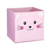 Cutie Depozitare, Catifea, Pisicuta Roz 30x30x30 cm, Oem