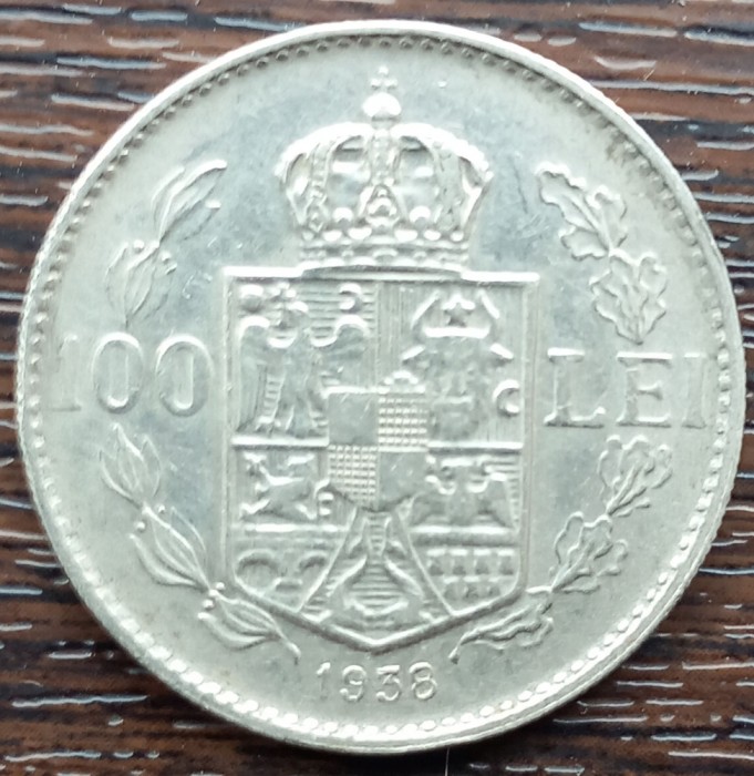 (MR12) MONEDA ROMANIA - 100 LEI 1938, CAROL II, RARA