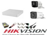 Sistem supraveghere video Hikvision 2 camere 5MP Turbo HD IR80m si IR40m DVR Hikvision 4 canale full accesorii